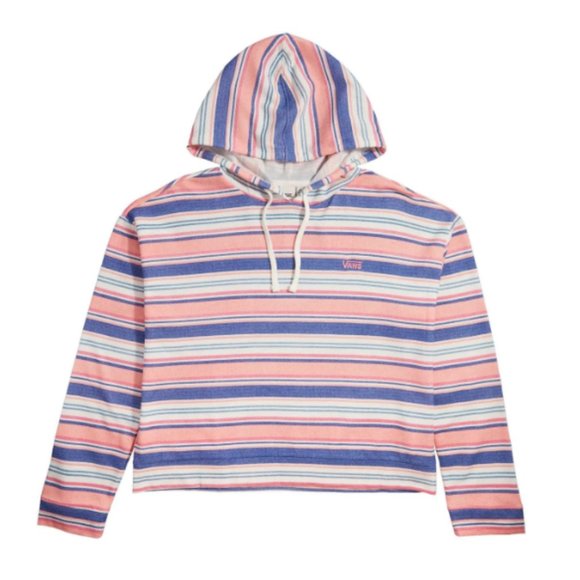 Vans Women Wazzy Coral Stripe Cropped Drawstring Hoodie - Picture 1 of 7